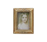 SYLVIA'S SHOP Small Vintage 2.5x3.5 Picture Frame, Mini Antique Ornate Photo Frame, Table Top Display and Wall Hanging Home Decor, Old Fashioned Photo Gallery Art Deco, Bronze Gold