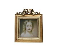 SYLVIA'S SHOP Small Vintage 3x3 Square Picture Frame, Mini Antique Ornate Photo Frame, Table Top Display and Wall Hanging Home Decor, Old Fashioned Photo Gallery Art Deco, Bronze Gold