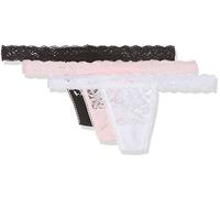 Sylvie Flirty Lingerie Women's Abby String, Pack of 3 - Black/White/Rose, One size