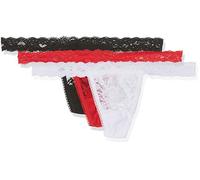 Sylvie Flirty Lingerie Women's Abby String, Pack of 3 - Red/Black/White, One size