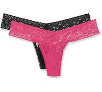 Sylvie Flirty Lingerie Women's AKI Thong, Multicoloured (Dragon Fruit/Black 9999), One Size