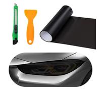 Sylvil Car Headlight Vinyl Film Sticker Sheet Roll, 12"×48" Self-Adhesive Sticker for Tail Lights Fog Lights, Air-Release Wrap Film Roll with Squeegee & Cutter, Car Accessories (Matte Black)