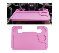 Sylvil Car Steering Wheel Desk, Multifunctional Auto Seat Stand Trays for Eating and Working, Double Sided Design Steering Wheel Table Desk for Laptop, Food, Car Accessories (Pink)