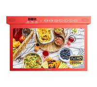 SYLVOX 15.6 inch Smart Kitchen TV for Android OS, 1080P Under Cabinet Flip Down & Rotated, Built-in Timer, Smart Casting WiFi, Small Television for Kitchen, Bedroom, Campervan (Red)