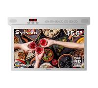 SYLVOX 15.6 inch Smart Under Cabinet TV, 1080P Kitchen Television 360°Rotation & 90°Folding, Built-in Timer, Screen Casting, Google Assistant, Flip Down TV for Kitchen, Bedroom, Campervan (Silver)