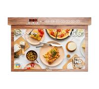 SYLVOX 15.6 inch Smart Under Cabinet TV, 1080P Kitchen Television 360°Rotation & 90°Folding, Built-in Timer, Screen Casting, Google Assistant, Flip Down TV for Kitchen, Bedroom, Campervan (Wood Grain)