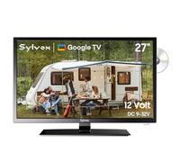 SYLVOX 27 inch Smart TV, FHD 1080P Caravan TVs with DVD Player, Google TV Compatible, Voice Control, HiFi Speaker, AC/DC, Wide Voltage, DVB-T2/C/S2, HDMI USB, 12V Television for Motorhomes, Campervan