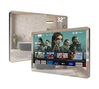 SYLVOX 32 inch Bathroom TV, 12V Smart Magic Mirror TV Compatible with Google TV, Support Smart Casting 500 nits Brightness 1080P, IP66 Waterproof Television for Bathroom Hotel Gym Sauna (Wall mount)