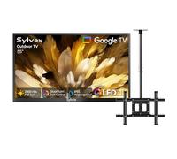 SYLVOX 55 Inch Outdoor TV with Cover & Ceiling Mount, 4K QLED Smart QLED TV, Quantum Dot, 2000Nit Ultra Bright for Full Sun, IP55 Waterproof, Dolby Atmos, Voice Remote (Pool pro QLED 2.0)