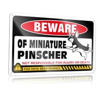SYLVOXIS Bar Mirrors For Man Cave Beware Of Miniature Pinscher Tin Plaque | Small Sign Boys Room Decor Teenager Mens Room Sign Gaming Metal Tin Decor(20X30CM)
