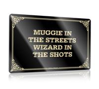 SYLVOXIS Man Cave Bar Muggie In The Streets Wizard In The Shots Tin Sign | Wall Signs Funny Outdoor Signs Bar Decor For Home Bar Tin Signs Vintage(20X30CM)