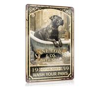 SYLVOXIS Tin Sign Wall Decor Cane Corso Bath Soap Wash Your Paws Metal Sign | Gaming Metal Tin Decor Decor For Man Cave Backyard Bar Decor Bar Funny Signs(30X40CM)