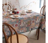 SYLYNR Vintage Bohemian Geometric Jacquard Tablecloth, All-Season Washable Table Cover for Kitchen Dining Picnic Party, 55x87 Inches (140x220cm)
