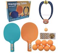 Symagalbst Door Frame Ping Pong Game Set,Door Pong Game For Kids,Hand-Eye Coordination Game for Fun, Hanging Table Tennis Set Over the Door With 1 Trainer,2 Rackets,7 Balls (Blue)