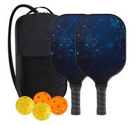 Symagalbst Pickleball Paddles Set-2 Fiberglass Paddle Rackets with Non-Slip Grip, 4 Balls and Carry Bag - Lightweight Pickleball Set for Indoor and Outdoor Play, Beginners and Pros (Blue)
