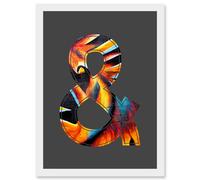 Symbol & And Ampersand Sign Golden Bird Decorative Graffiti Mural Alphabet Initial Stencil Artwork Framed Wall Art Print A4 Artery8 White One Size