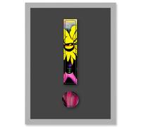 Symbol ! Exclamation Mark Point Bright Flower Decorative Graffiti Mural Alphabet Initial Stencil Artwork Framed Wall Art Print A4 Artery8 Light Grey One Size