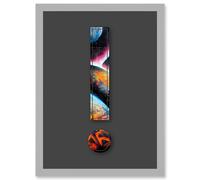 Symbol ! Exclamation Mark Point Bright Planets Decorative Graffiti Mural Alphabet Initial Stencil Artwork Framed Wall Art Print A4 Artery8 Light Grey One Size
