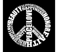 Symbol of Peace Love Hippie Happiness Words Wall Stickers 36x36.1cm Multi Color Selection S-White