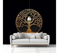 Symbol Tree of Life Owl Photo Wallpaper 400 x 280 cm Black Wall Murals, for Bedrooms Living Room Children Nursery, Wall Mural Art Wallpaper Decoration Poster