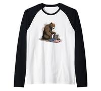 Symbolic Bear with Battle Military Shoes Costume Raglan Baseball Tee