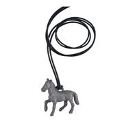 Symbolic Horse Charm Necklace for Success Sturdy User Friendly Acrylic and Adjustable Leather Cord Sweater Chain Elegant Symbolic Horse Pendant on Soft Leather Rope Necklace for Meaningful Occasions