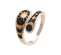 Symbolic Moons Star Sun Design Copper Adjustable Rings for Night Day Theme Versatile Use and Gift Presentation Individualized Rings