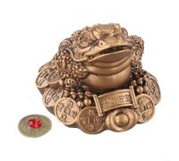 Symbolic Resin Golden Toad Three Legged Home Decoration for Good Luck and Prosperity (Brown)