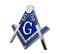 Symbolic Square & Compass Masonic Car Emblem Silver & Blue Auto Decal