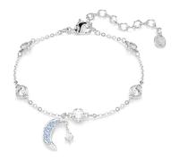 Symbolica bracelet, Round cut, Moon, Blue, Rhodium plated