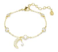 Symbolica bracelet, Round cut, Moon, White, 18K gold finish