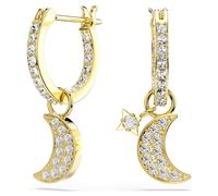 Symbolica drop earrings, Round cut, Moon, White, 18K gold finish
