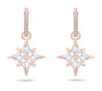Symbolica drop earrings, Star, White, Rose gold-tone plated