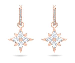 Symbolica drop earrings, Star, White, 18K rose gold finish
