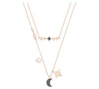 Symbolica necklace, Set (2), Moon and star, Black, 18K rose gold finish