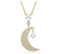 Symbolica pendant, Round cut, Moon, White, 18K gold finish