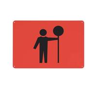 Symbollic Lollipop Man - Traffic Controller Warning Sticker-Security Sign Outdoor Sign 12 X 8 Inches