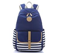 SymbolLife Thickened Canvas Laptop Bag/Shoulder Daypack/School Backpack/Causal Handbag with One Free Pen Bag, Dark BluE