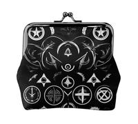 Symbols Black Print Vintage Leather Change Purse Elegant Small Coin Purse for Women Coin Pouch Wallet Mini