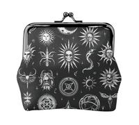 Symbols Black Print Vintage Leather Change Purse Elegant Small Coin Purse for Women Coin Pouch Wallet Mini