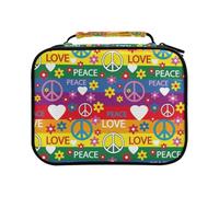 Symbols of The Hippie Peace Love Flower Colored Pencil Bag Large Capacity Pencil Case for Colouring Pencils Pen Bag Marker Organizer
