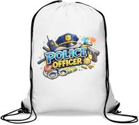 Symbols Representing Law Enforcement Gym Sack Casual Drawstring Bag White