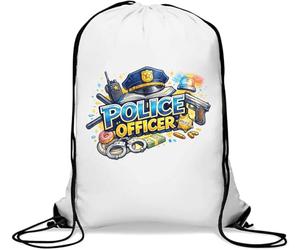 Symbols Representing Law Enforcement Gym Sack Casual Drawstring Bag White
