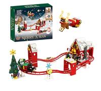 SymGrpu Christmas Train Roller Coaster Building Set, 964PCS Village House Rollercoaster Building Toys with Xmas Tree & Elk, Holiday Display Model Gifts for Home Office