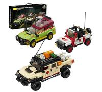 SymGrpu Dinosaur World Off-Road Vehicle Building Blocks, 3 Models Dino Film Collector Car Clamping Blocks Model, Creative Table Decoration and Gift for Adults and Children from 8 Years (1632 Pieces)