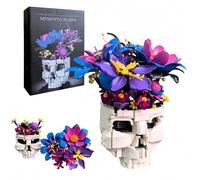 SymGrpu Gothic Skull Flowers Building Set, Dark Floral Art Bricks Kit for Adults, Death and Bloom Botanical Collection, Home Decor Skull Model, for Women