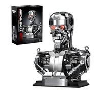 SymGrpu Mecha Skull Building Set, 1469 PCS Skeleton Head Bust Building Bricks Toy, Mechanical Robot Sci-Fi Model with Red Eyes & Movable Head, Halloween Home Decor Gift for Adults Teens