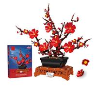 SymGrpu Plum Blossom Bonsai Building Set, Botanical Collection Building Blocks for Adults Women Girls 14+, Elegant Red Artificial Flower Decoration for Living Room Home Office, 692 Pieces