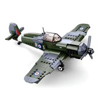 SymGrpu Spitfire Fighter Building Blocks Set, Military Aircraft Building Bricks Kit, Airforce Plane Model Toy, Gift for Kids Adults (290 Pieces)