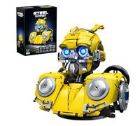 SymGrpu Steel Hornet Building Set, 1272 PCS Transforming Mecha Head Building Bricks Kit, Sci-Fi Mechanical Robot Bust with Switchable Eyes, for Adults & Teens